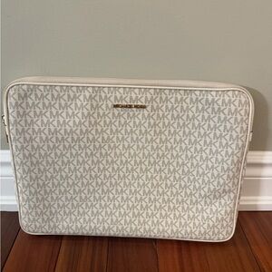 Michael Kors white and beige Laptop Sleeve